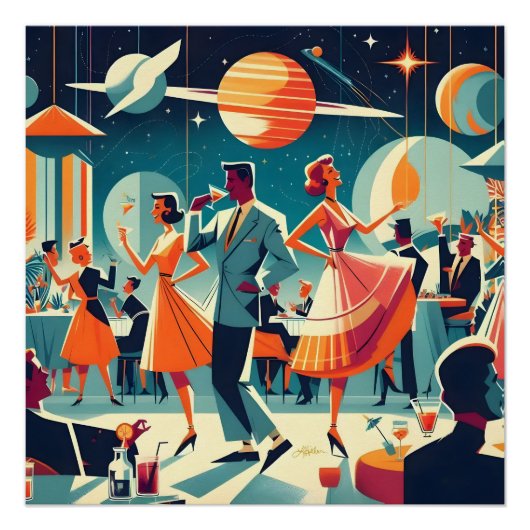 Mid Century Space Age Cocktailparty Perfect Poster (Voorkant)