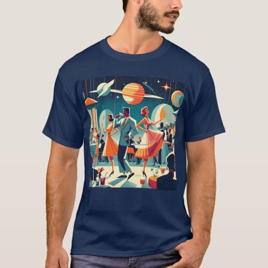 Mid Century Space Age Cocktailparty T-shirt (Voorkant)