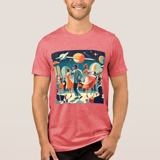 Mid Century Space Age Cocktailparty Tri-Blend Shirt (Voorkant)