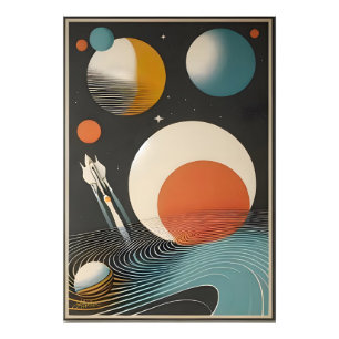 Mid Century Space Age Kunst Melkweg Golven Foto Afdruk