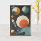 Mid Century Space Age Kunst Melkweg Golven Kaart (Gele Bloem)
