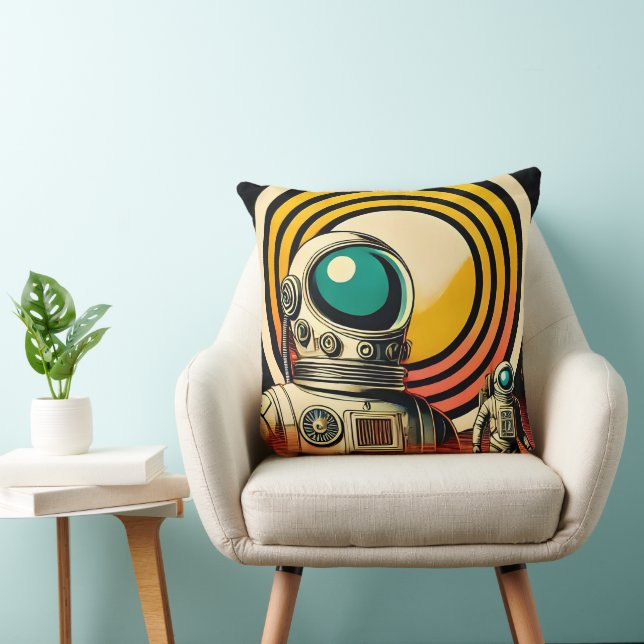 Mid Century Space Age Ruimtevaarder Landings Kunst Kussen (Stoel)