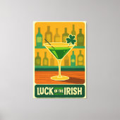 Mid Century St. Patrick's Shamrock Martini Art Canvas Afdruk (Voorkant)