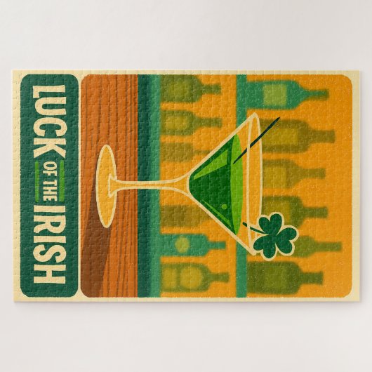 Mid Century St. Patrick's Shamrock Martini Art Legpuzzel (Horizontaal)