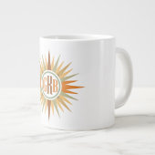 Mid-Century Starburst Monogram Personalized Retro Grote Koffiekop (Voorkant rechts)