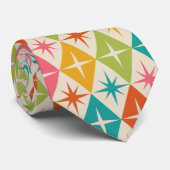 Mid Century Starbursts on Colorful Retro Diamonds Stropdas (Opgerold)