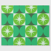 Mid Century Starbursts on Lime Mint Green circles  Cadeaupapier (Vlak)