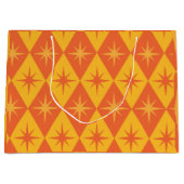 Mid Century Starbursts on Orange Retro Diamonds  Groot Cadeauzakje (Voorkant)
