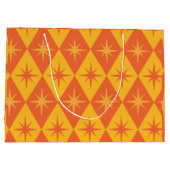 Mid Century Starbursts on Orange Retro Diamonds  Groot Cadeauzakje (Achterkant)
