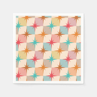 Mid Century Starbursts on Pastel Checkerboards  Servet