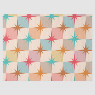 Mid Century Starbursts on Pastel Checkerboards  Tissuepapier