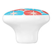 Mid Century Starbursts op blauwe en rode cirkels Keramische Knop (Zijkant)