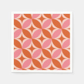 Mid Century Starbursts op cirkels in roze Sinaasap Servet (Voorkant)
