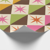 Mid Century Starbursts op Harlequin Diamonds Cadeaupapier (Hoek)