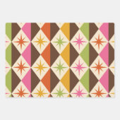 Mid Century Starbursts op Harlequin Diamonds Inpakpapier Vel (Voorkant 2)