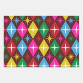 Mid Century Starbursts op Harlequin Diamonds Inpakpapier Vel (Voorkant 2)