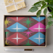 Mid Century Starbursts op Harlequin Diamonds Tissuepapier (Geschenk)