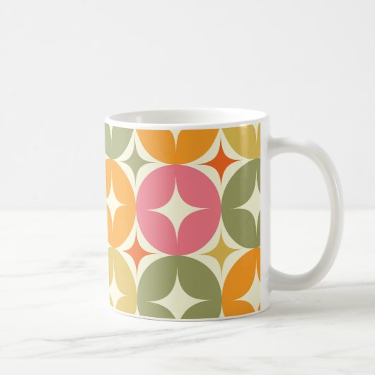 Mid Century Starbursts op kleurrijke cirkels patro Koffiemok (Rechts)