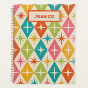 Mid Century Starbursts op Kleurrijke Diamanten Cus Planner