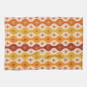 Mid Century Starbursts op oranje ogee Theedoek (Horizontaal)