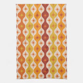 Mid Century Starbursts op oranje ogee Theedoek (Verticaal)