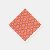 Mid Century Starbursts op Oranje roze ogee patroon Servet (Hoek)
