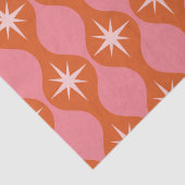 Mid Century Starbursts op Oranje roze ogee patroon Tissuepapier (Detail)
