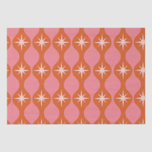 Mid Century Starbursts op Oranje roze ogee patroon Tissuepapier