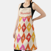 Mid Century Starbursts op Retro Diamonds Custom Schort (Insitu)