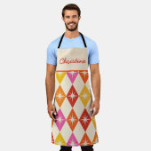 Mid Century Starbursts op Retro Diamonds Custom Schort (Gedragen)