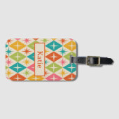 Mid Century Starbursts op Retro Diamonds op maat Bagagelabel (Voorkant (horizontaal))