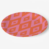 Mid Century Starbursts op Roze Sinaasappel Diamond Papieren Bordje (Gekanteld)
