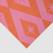 Mid Century Starbursts op Roze Sinaasappel Diamond Tissuepapier (Detail)