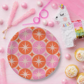 Mid Century Starbursts op roze Sinaasappels cirkel Papieren Bordje (Feest)