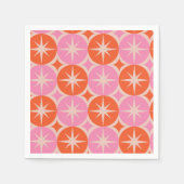 Mid Century Starbursts op roze Sinaasappels cirkel Servet (Voorkant)