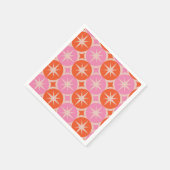 Mid Century Starbursts op roze Sinaasappels cirkel Servet (Hoek)