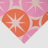 Mid Century Starbursts op roze Sinaasappels cirkel Tissuepapier (Detail)