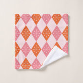 Mid Century Starbursts op Sinaasappel Pink Diamond Bad Handdoek (Wasdoekje)