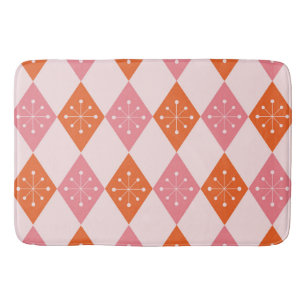 Mid Century Starbursts op Sinaasappel Pink Diamond Badmat