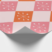 Mid Century Starbursts op Sinaasappel Pink Diamond Cadeaupapier (Hoek)