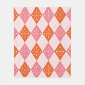 Mid Century Starbursts op Sinaasappel Pink Diamond Fleece Deken (Voorkant)