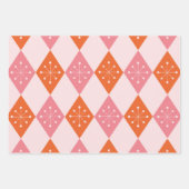 Mid Century Starbursts op Sinaasappel Pink Diamond Inpakpapier Vel (Voorkant 3)