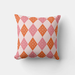 Mid Century Starbursts op Sinaasappel Pink Diamond Kussen