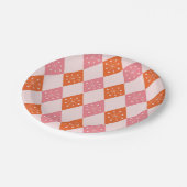 Mid Century Starbursts op Sinaasappel Pink Diamond Papieren Bordje (Gekanteld)