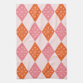 Mid Century Starbursts op Sinaasappel Pink Diamond Theedoek (Verticaal)