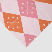 Mid Century Starbursts op Sinaasappel Pink Diamond Tissuepapier (Detail)