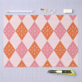 Mid Century Starbursts op Sinaasappel Pink Diamond Tissuepapier (Craft)