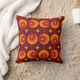 Mid Century Starbursts Patroon op Retro Cirkels Kussen