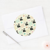 Mid Century Starbursts with Black Atomic Cat Ronde Sticker (Envelop)