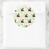 Mid Century Starbursts with Black Atomic Cat Ronde Sticker (Tas)